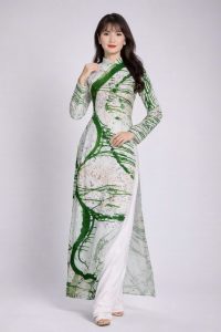 Hand-Painted Silk Ao Dai Dress - Custom Vietnamese Long Gown