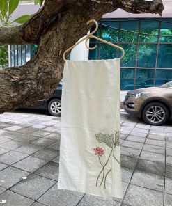 Lotus Embroidered Silk Scarf
