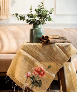 Hand-Painted Mulberry Silk Tablecloth – Unique Vietnamese Art Table Decor