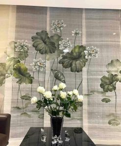 Vietnamese Mulberry Silk Curtain – Hand-Painted Floral by Artisan