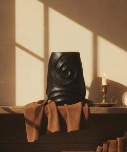 Black Swirl Ceramic Vase – Wabi Sabi Minimalist Handmade Pottery