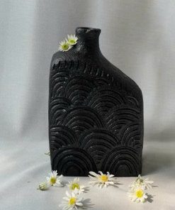 Japanese Wave Ceramic Vase – Handmade Seigaiha Pottery